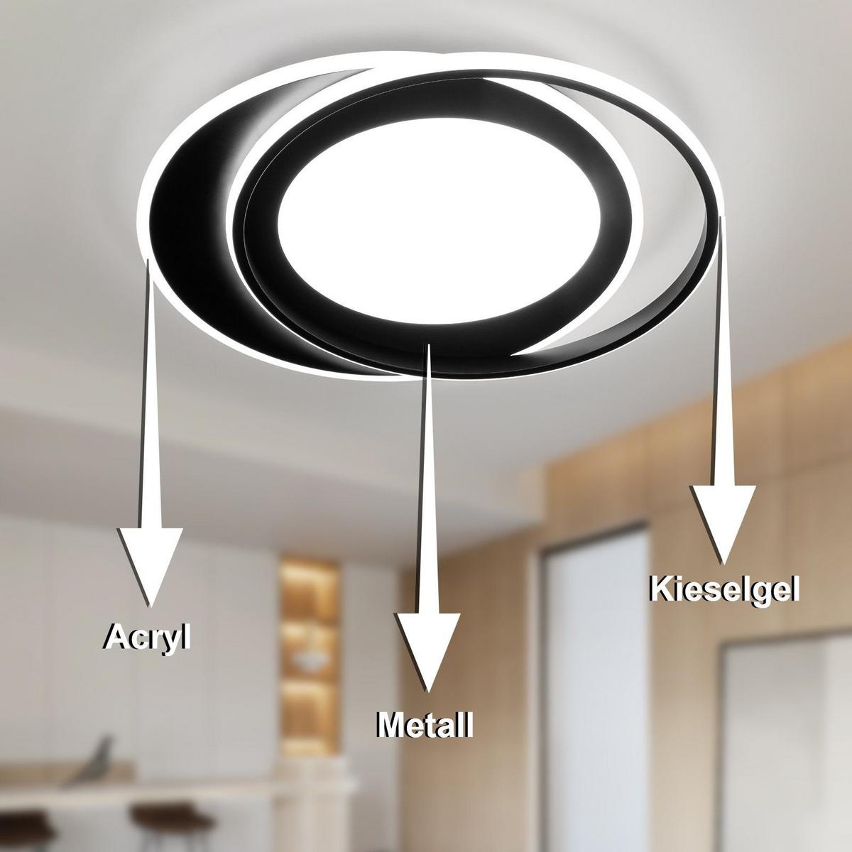 LED-DECKENLEUCHTE Sonnensystem 48.5/47.5/7 cm - Schwarz, Kunststoff (48.5/47.5/7cm) - Nettlife