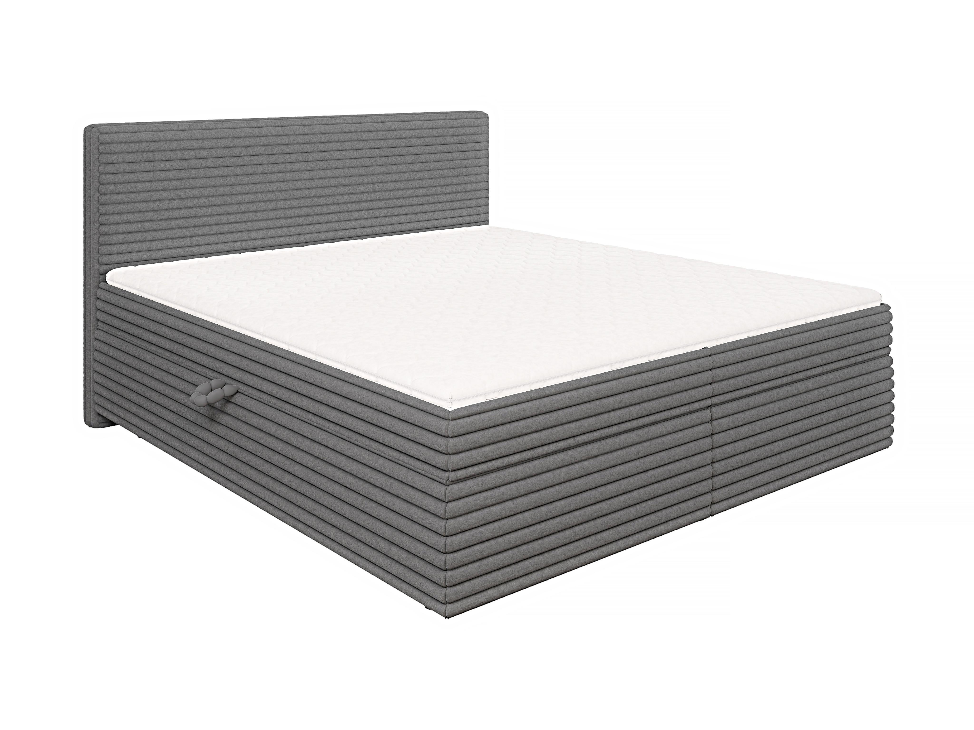BOXBETT Roma 180/200 cm Dunkelgrau Plüschcord - Dunkelgrau/Schwarz, Holz/Kunststoff (180/200cm) - S-Style Möbel