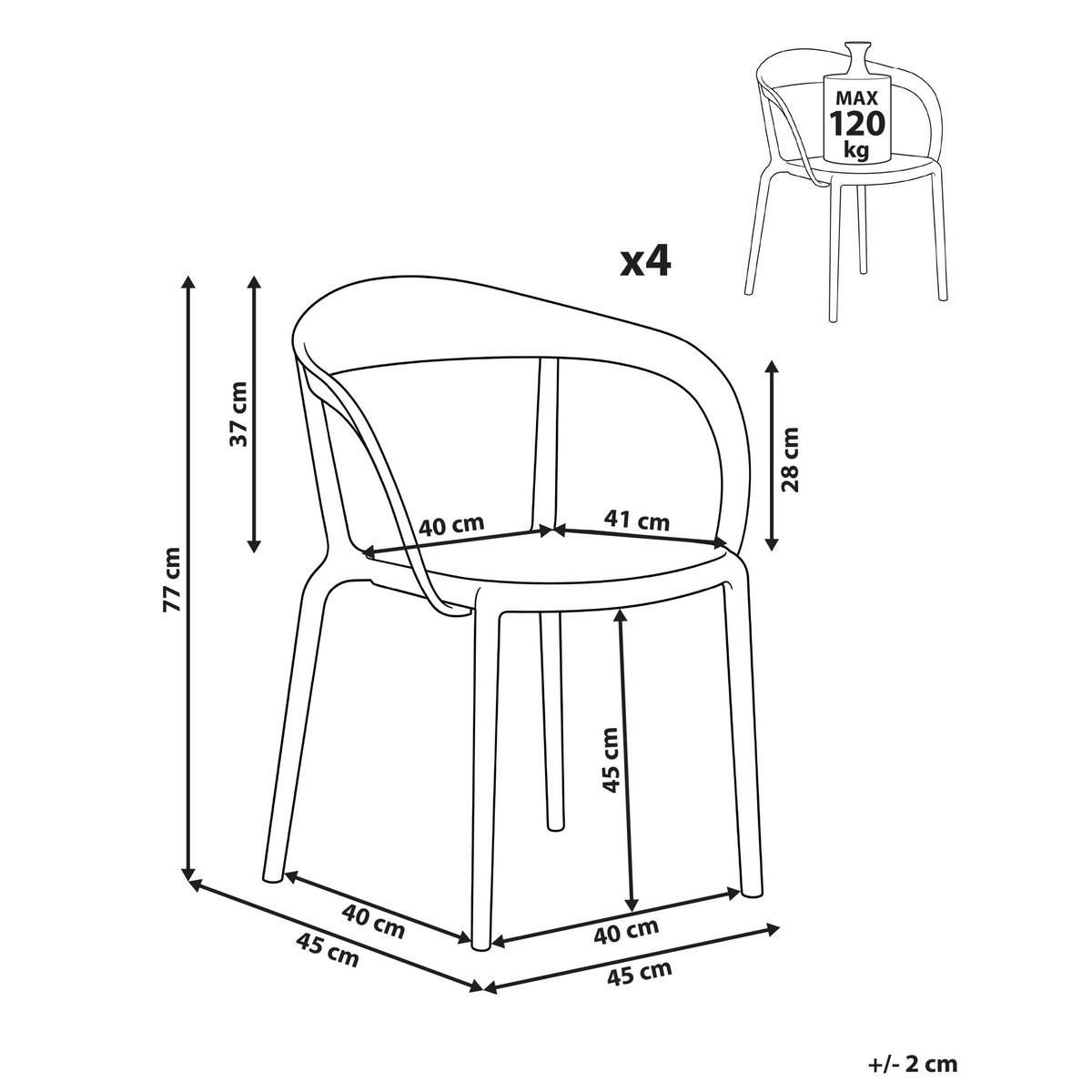 GARTENSTUHL 4er-Set stapelbar Hellgrün Malevizi - Hellgrün, Kunststoff (45/77/45cm) - Beliani