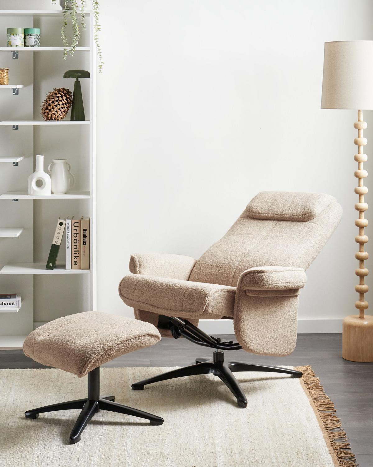 FERNSEHSESSEL Beige Geras - Beige/Schwarz, Textil (81/86/89cm) - Beliani