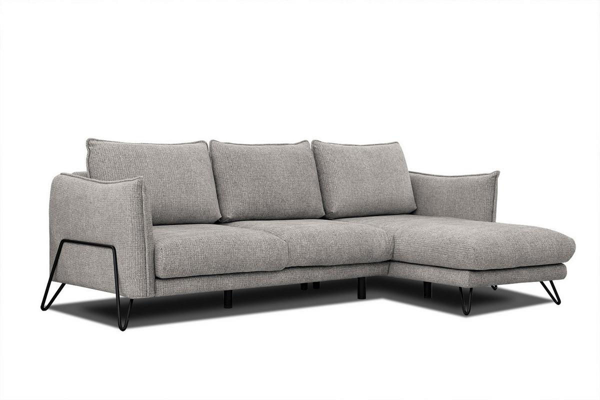 ECKSOFA HOSTEN 4-Sitzer, platinfarben - Platinfarben/Schwarz, Holzwerkstoff/Textil (269/158cm) - Wozimo