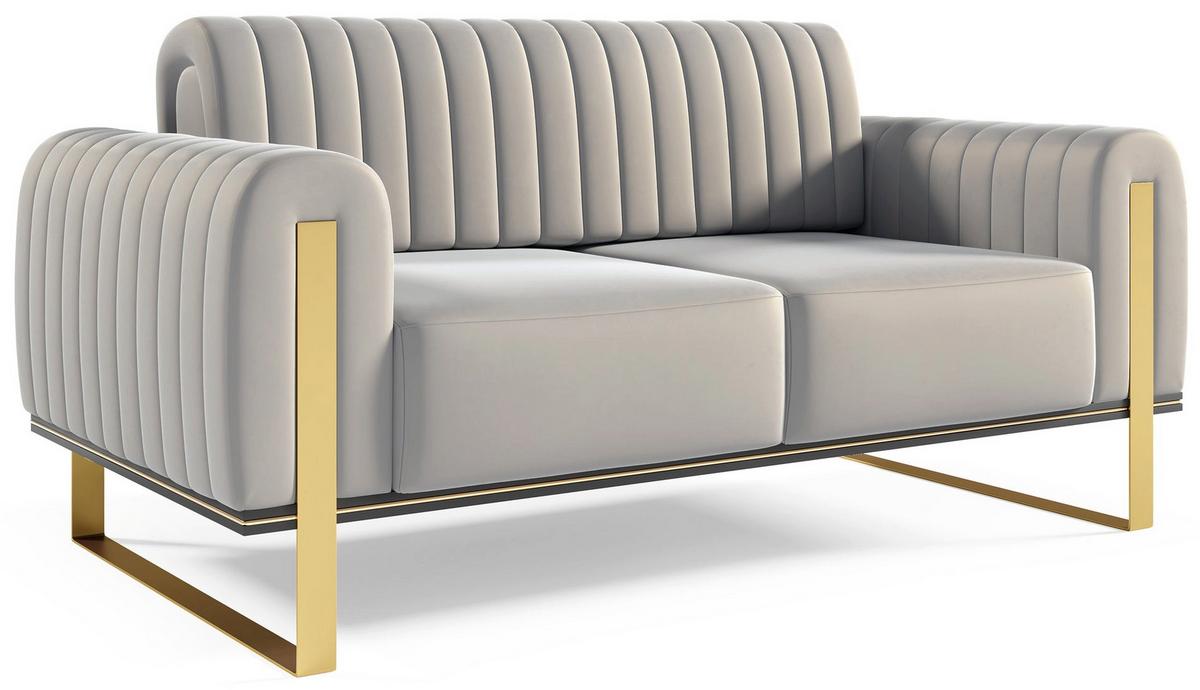 SOFA Parissa 164 cm - Goldfarben/Hellgrau, Textil/Metall (164/79/92cm) - Selsey