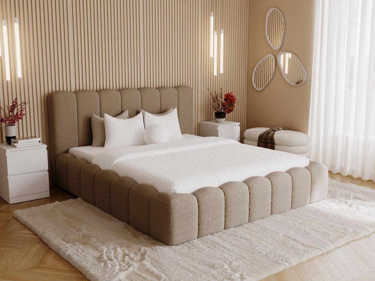 POLSTERBETT Smile 160x200 Bouclé-Stoff Braun - Braun, Textil (160/200cm) - Graingold