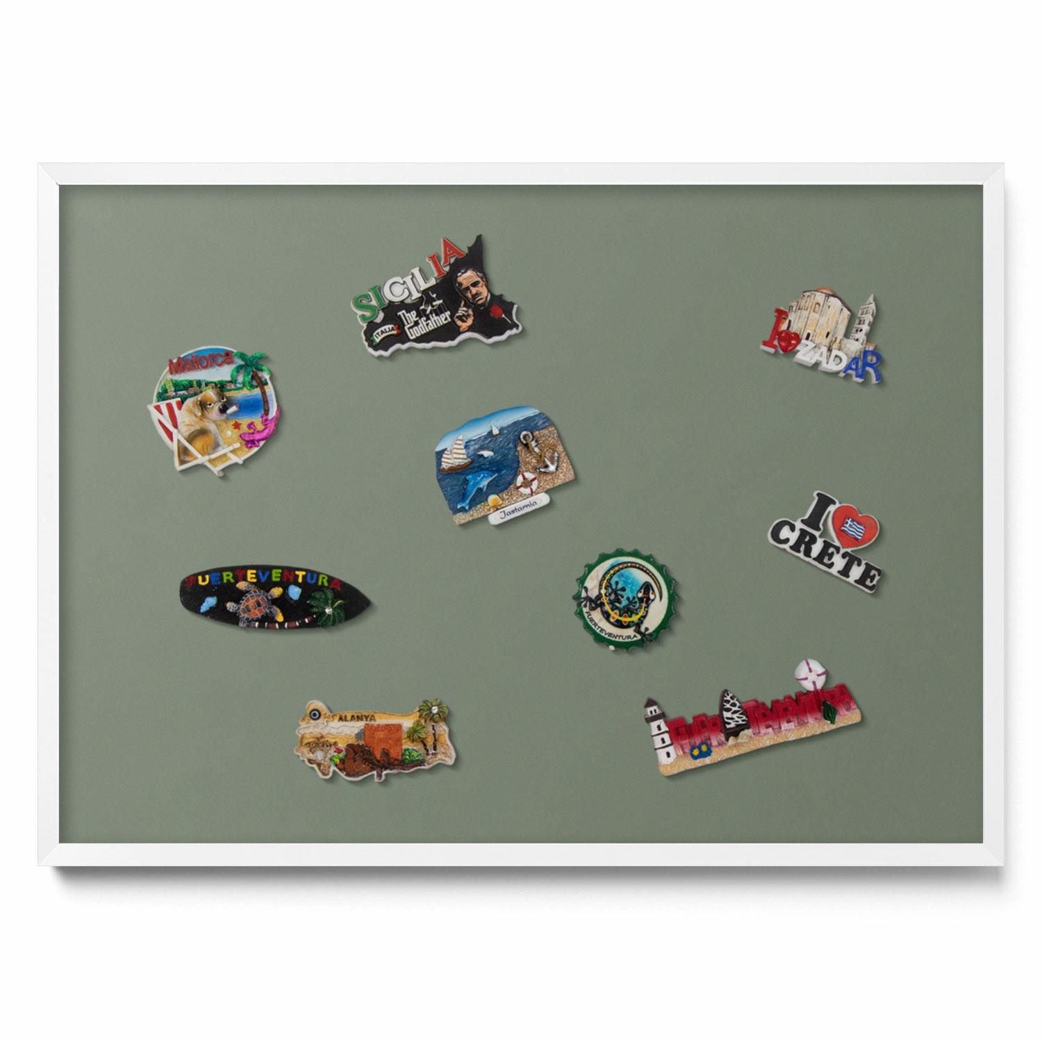 MAGNETTAFEL 70x50 cm Weißer Rahmen Farbe Olivgrün - Jadegrün, Metall (70/50/0.4cm) - TULUP