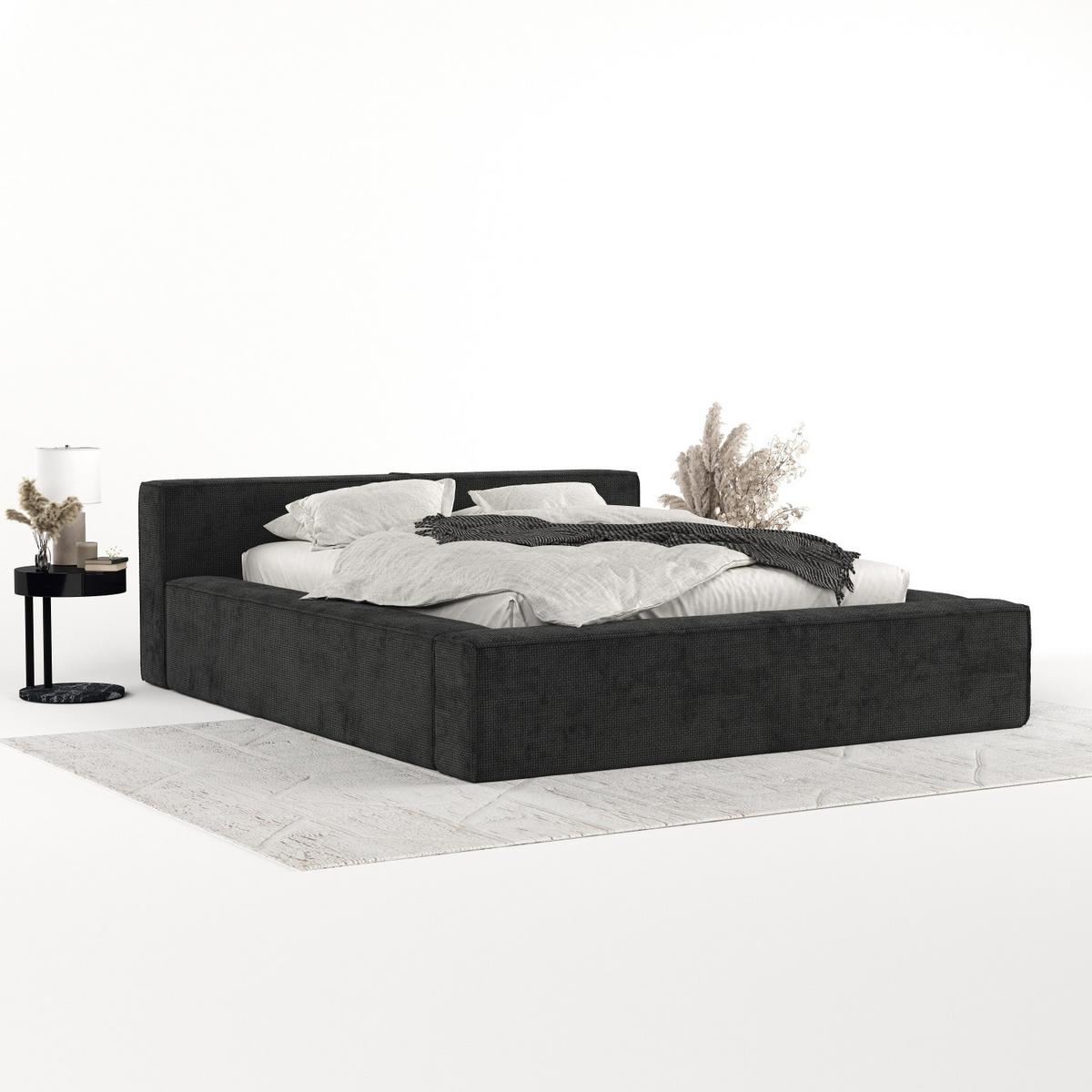 POLSTERBETT Casto mit Stauraum 200/200 cm Schwarz im Bonita Stoff - Schwarz/Naturfarben, Holz/Holzwerkstoff (200/200cm) - AltaBeds