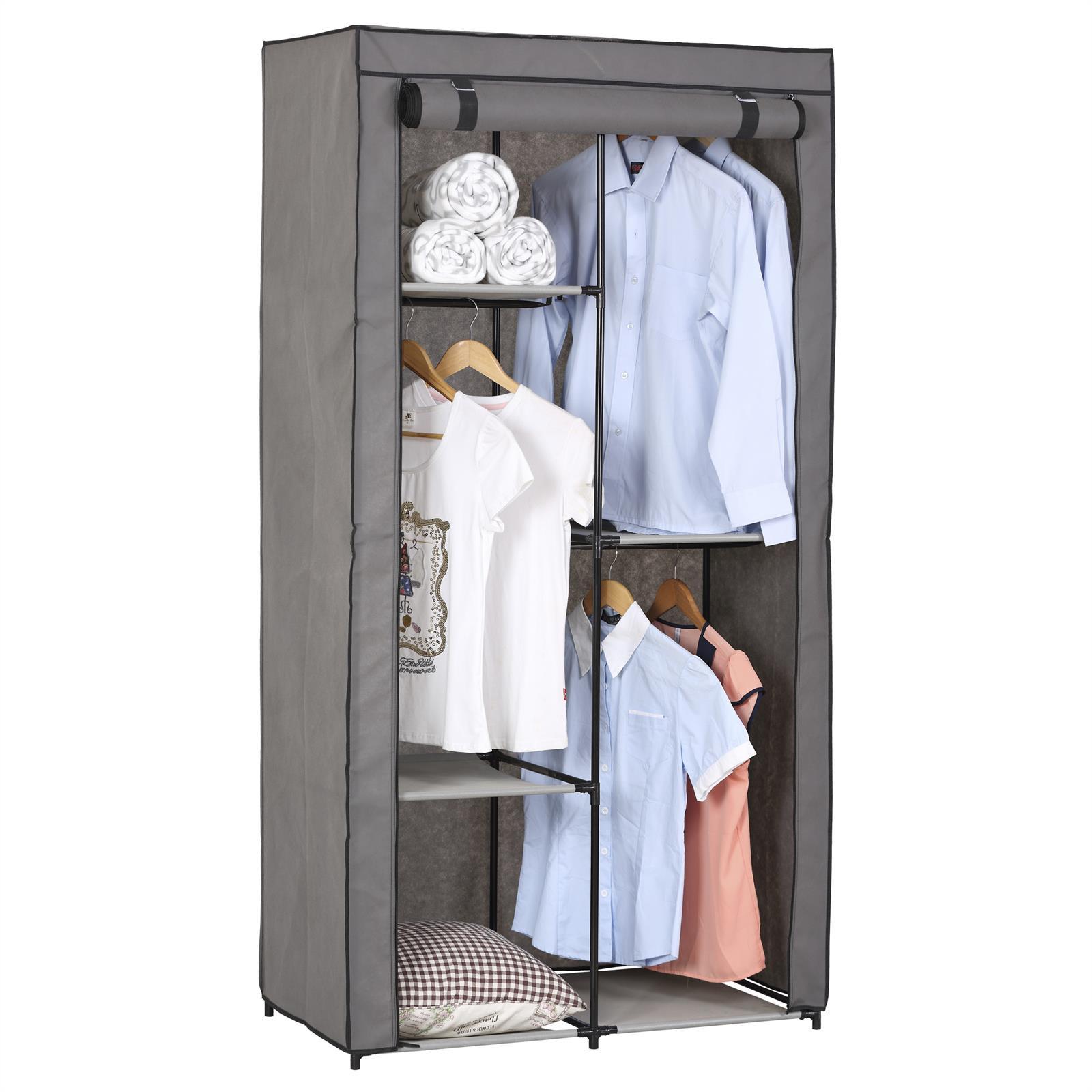 STOFFSCHRANK ADAM - Anthrazit, Textil (89/169/46cm) - IDIMEX