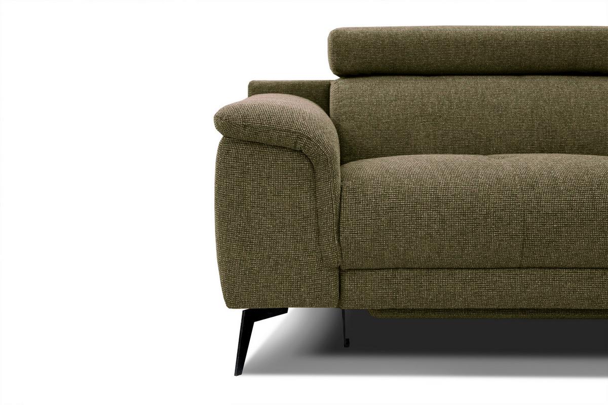 RELAXSOFA FIERO 3-Sitzer mit 2 Relaxfunktionen, olivgrün - Schwarz/Olivgrün, Holzwerkstoff/Textil (212/82/103cm) - Wozimo