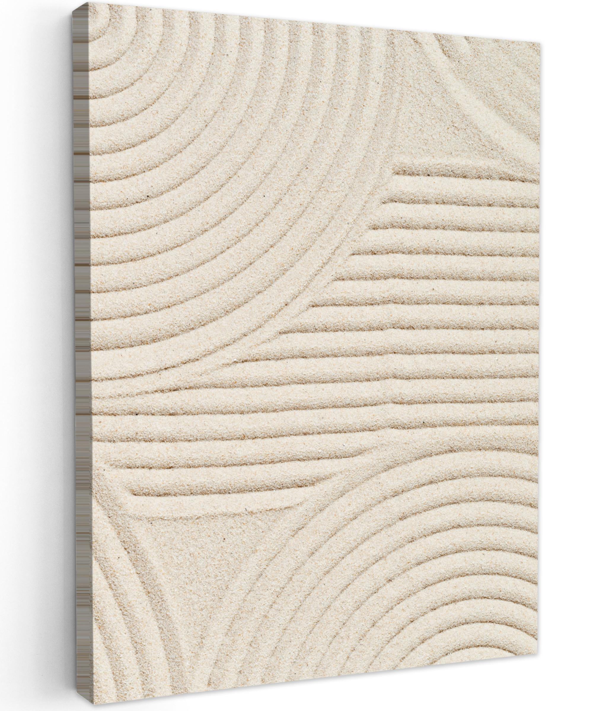 LEINWANDBILD Muster - Abstrakt - Weiß Wandbild Wohnzimmer 60x80 cm - Beige, Textil (60/80cm) - MuchoWow
