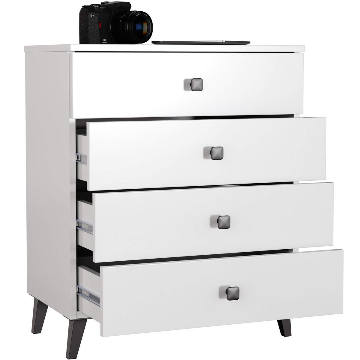 KOMMODE Weiß, Schwarz 73/60/37 - Schwarz/Weiß, Holzwerkstoff (60/73/37cm) - RAUMHIRSCH FURNITURE