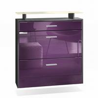 SCHUHSCHRANK Malea Fronten in Brombeer Hochglanz - Brombeere, Holzwerkstoff (89/96/23cm) - Vladon