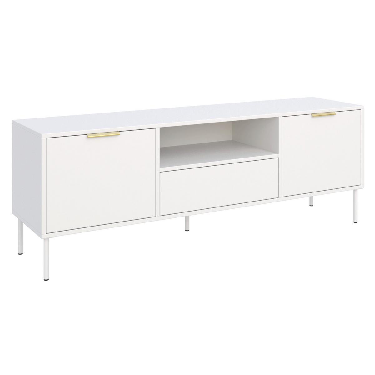 TV-LOWBOARD Vena 2-türig mit Schublade & Fach, Weiß, 160 cm - Goldfarben/Weiß, Holzwerkstoff/Kunststoff (160/57/40cm) - Selsey