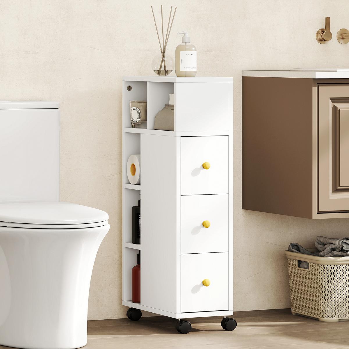 BADEZIMMERSCHRANK Spanplatte Weiß - Weiß, Holzwerkstoff (20/80/40cm) - HOMCOM