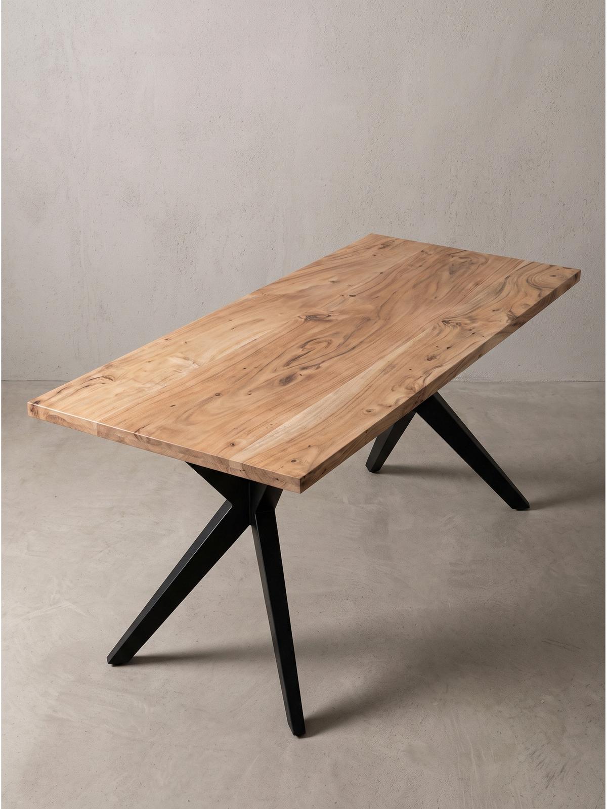 SCHREIBTISCH BLAVET, Akazie Massivholz, Akazie-Schwarz, 160 x 80 x 76 cm - Schwarz/Akaziefarben, Holz/Metall (80/160/76cm) - KADIMA DESIGN