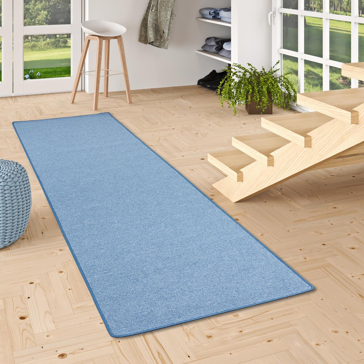 FEINSCHLINGEN VELOUR LÄUFER TEPPICH STRONG - Blau, Textil (100/200cm) - Snapstyle