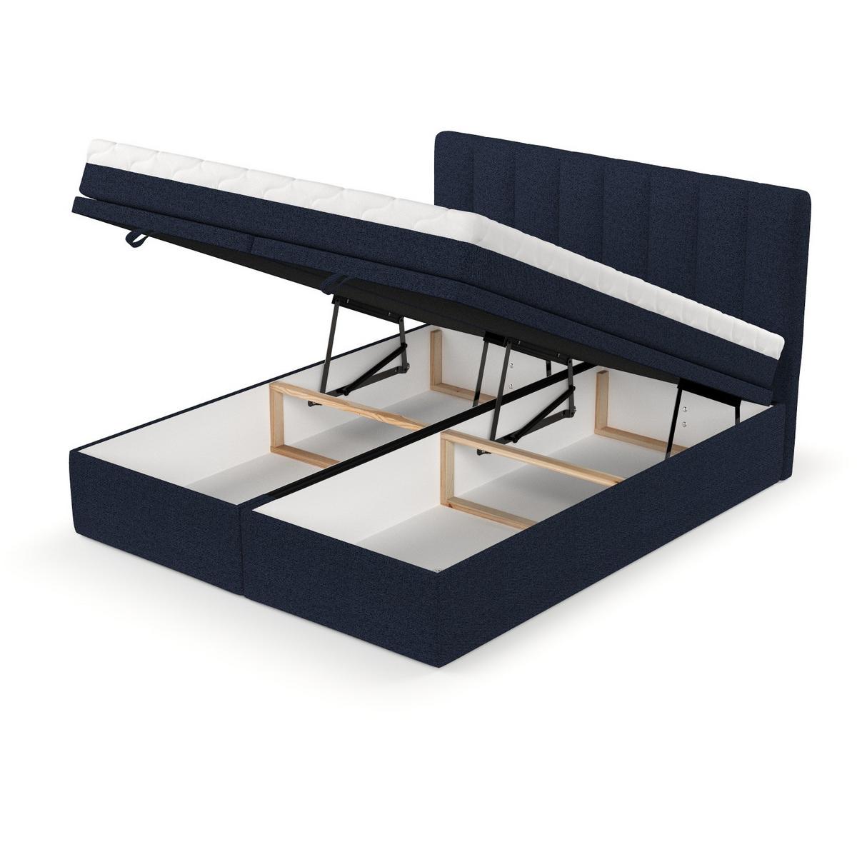 BOXBETT Lume 180/200 cm Marineblau im Riva Stoff - Schwarz/Dunkelblau, Holz/Holzwerkstoff (180/200cm) - AltaBeds