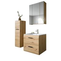 BADMÖBEL SET 3-teilig in Artisan Eiche, Badkombination 105 x 185 cm, Cover - Schwarz/Eiche Artisan, Glas/Keramik (105/185/30cm) - Inn.Furn