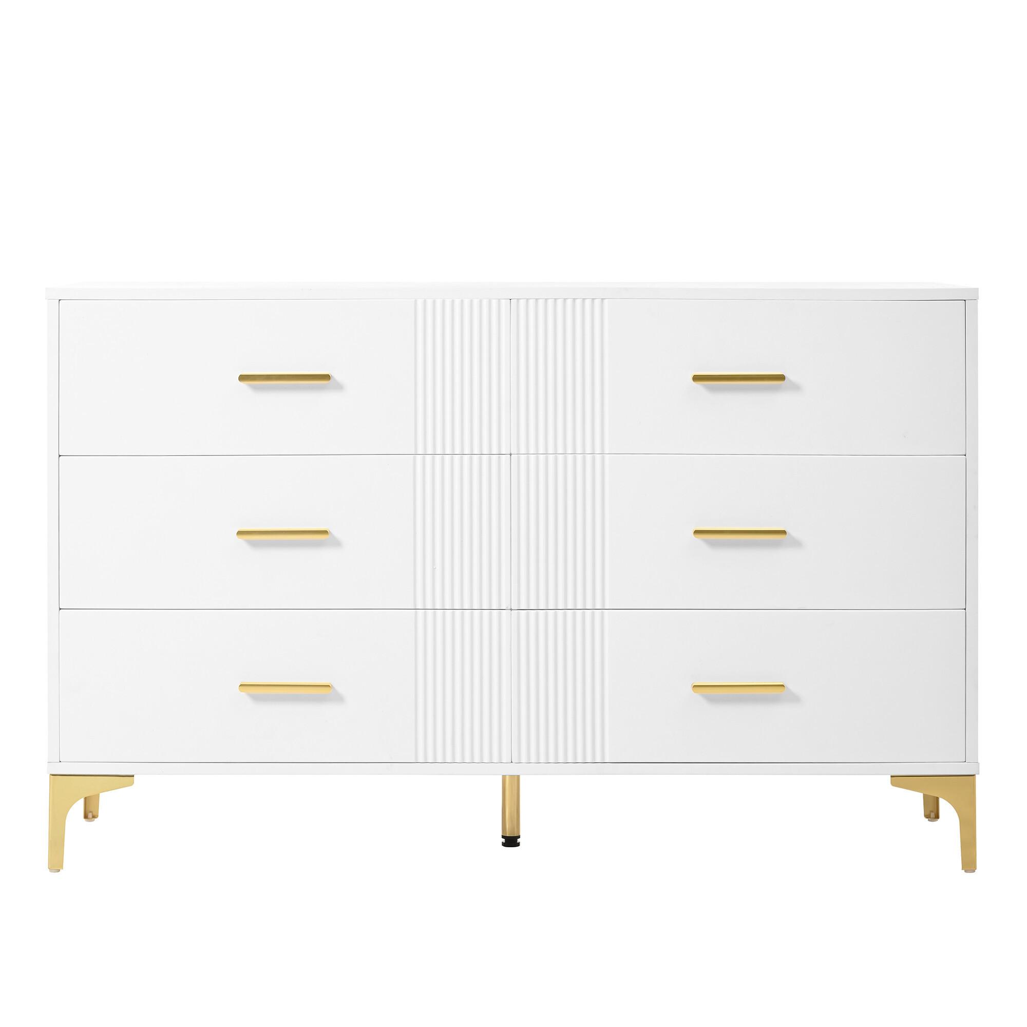 SIDEBOARD mit 6 Schubladen Weiß - Weiß, Holzwerkstoff (40/76/120cm) - Urban Meuble