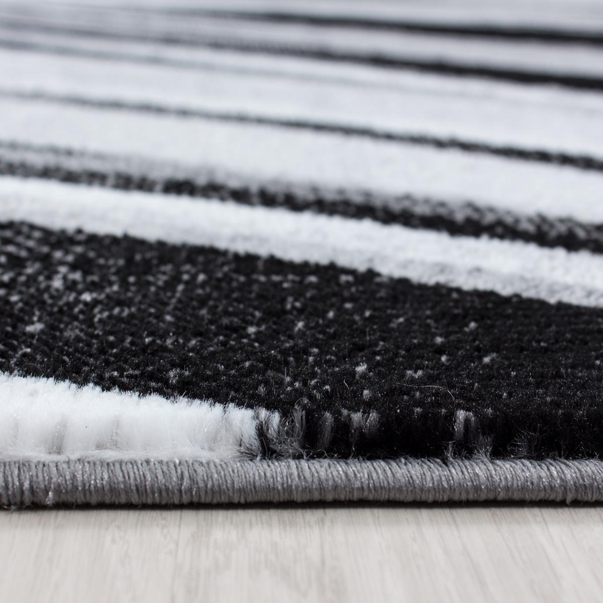 KURZFLORTEPPICH DRAU, mit abstraktem Wellenmuster, Schwarz, 120 x 170 cm - Schwarz, Textil (120/170cm) - KADIMA DESIGN