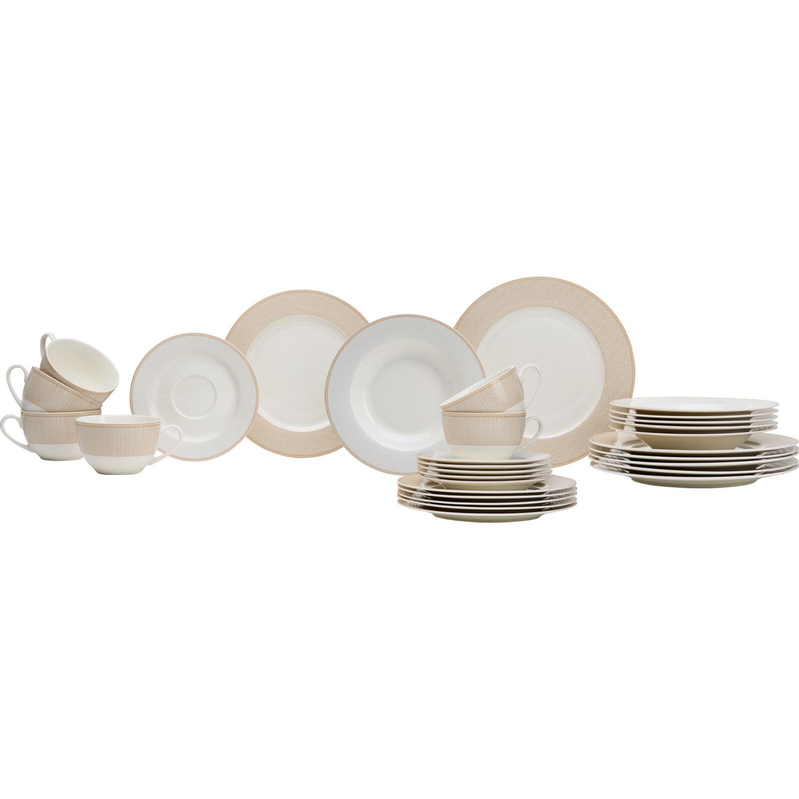 KOMBISERVICE Geo beige 30-tlg. - Beige, Keramik (2/2/2cm) - Ritzenhoff Breker