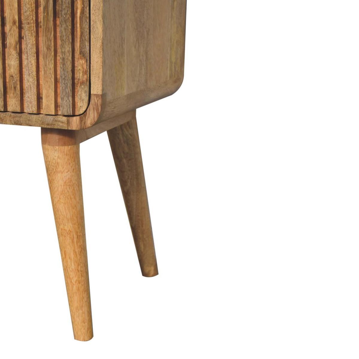 NACHTTISCH T-Bar Riffel, beige - Beige/Messingfarben, Mangoholz/Holz (45/65/35cm) - Artisan Furniture