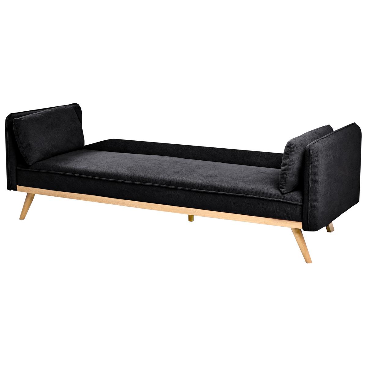 SCHLAFSOFA Stoff Schwarz Asaa - Schwarz/Braun, Textil (205/76/80cm) - Beliani