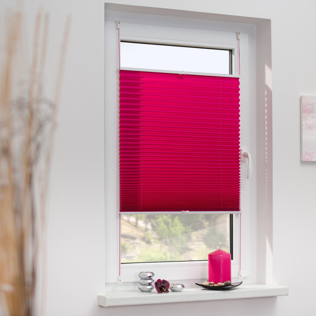 PLISSEE KLEMMFIX, OHNE BOHREN, VERSPANNT - Pink, Kunststoff (90/210cm) - Lichtblick Original