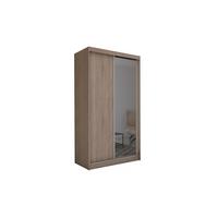 KLEIDERSCHRANK mit Spiegel-Schiebetüren und Aluminium-Leisten - PARTI - 120 cm Braun - Braun, Holzwerkstoff (120/216/61cm) - ALTDECOR