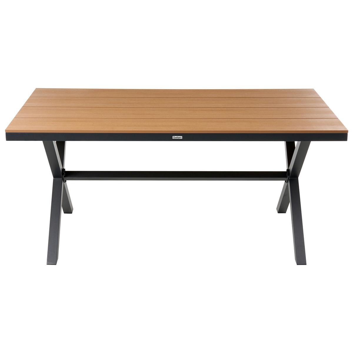 GARTENTISCH 160/90 cm Metall Schwarz Tiano - Braun, Kunststoff (160/90/73cm) - Beliani