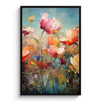 POSTER MIT RAHMEN Blumen - Aquarell - Kunst - Botanisch - Natur Bilderleiste 80x120 cm - Orange, Papier (80/120cm) - MuchoWow