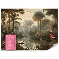 FOTOTAPETE Dschungel Tropische Pflanzen Vögel 350x256 - Gelb/Beige, Papier (350/256cm) - Muralo