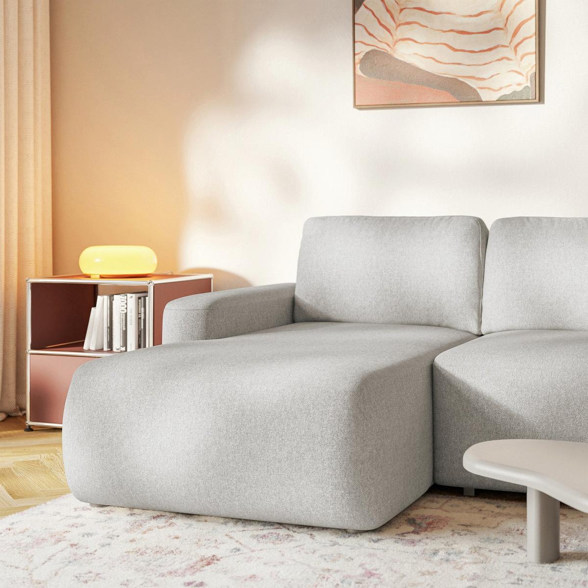 ECKSOFA Carnos Mini Graubeige Chenille - Taupe/Schwarz, Kunststoff/Textil (238/164cm) - Selsey