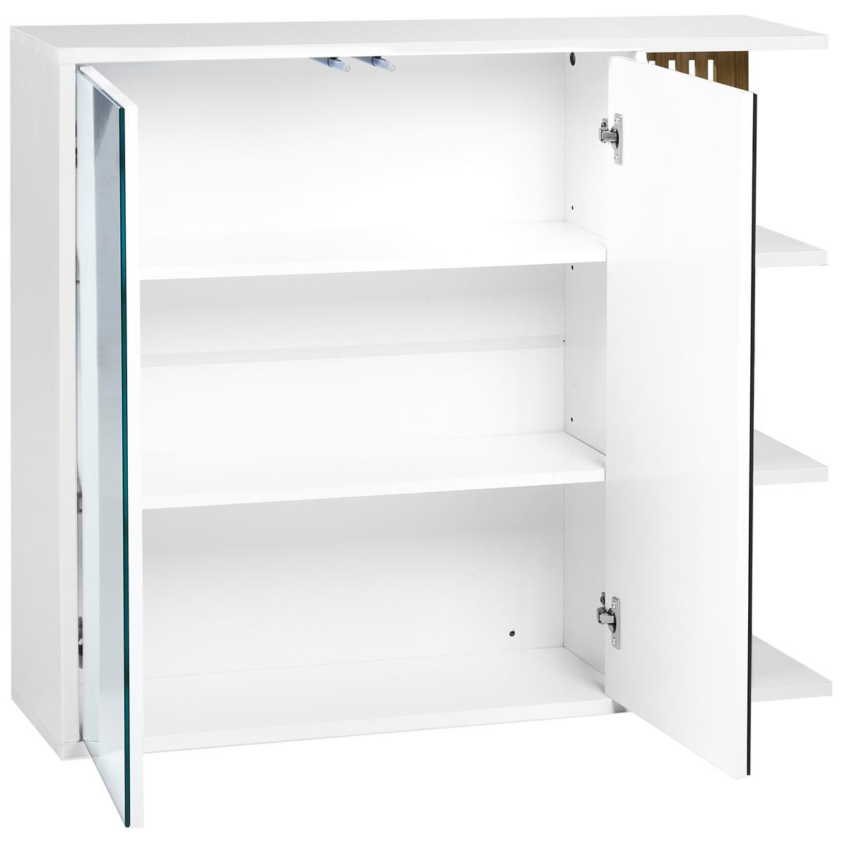 BAD-SPIEGELSCHRANK 80/70 cm Weiß Nubes - Weiß/Braun, Holzwerkstoff (80/70/21cm) - Beliani