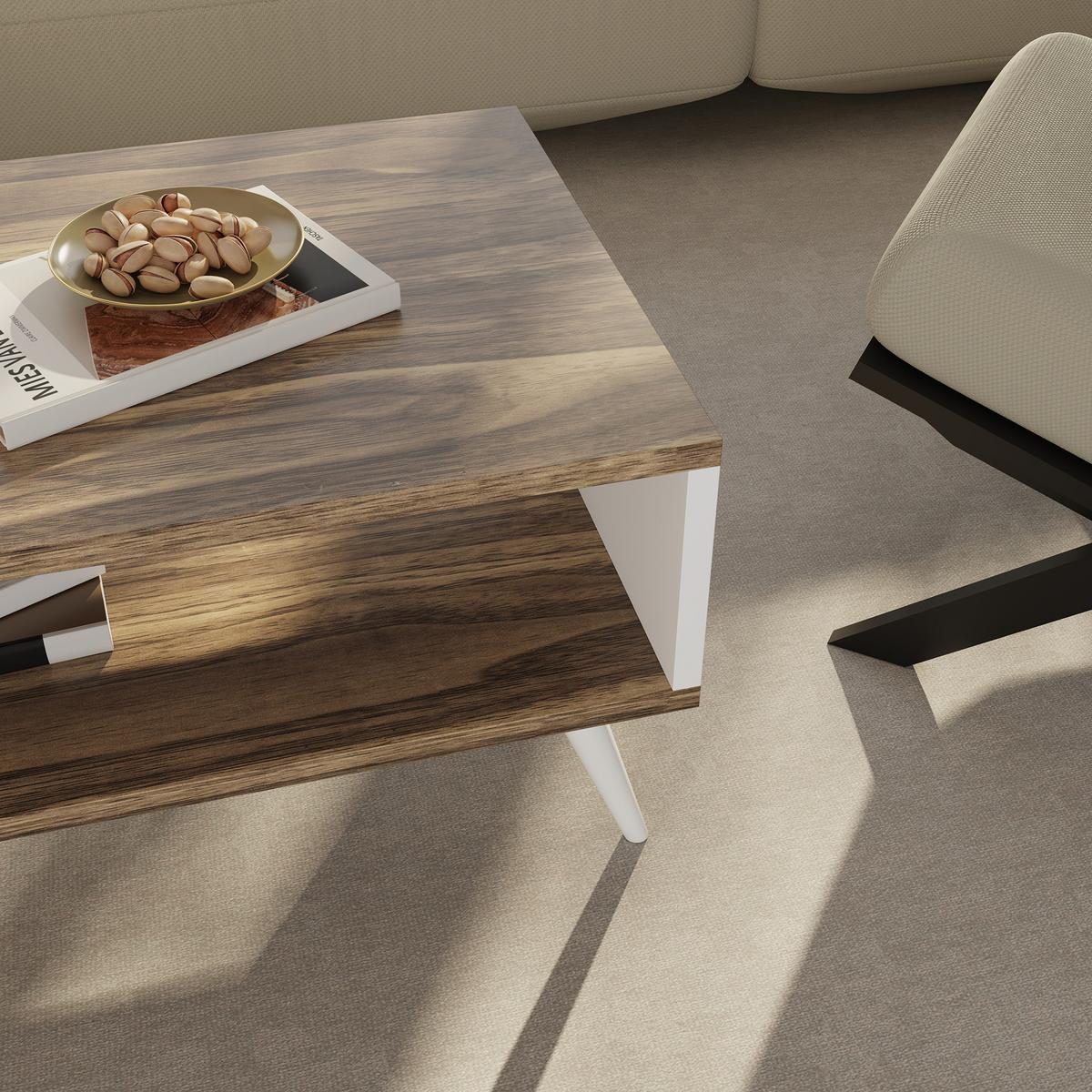 COUCHTISCH Lycksele 90/45/40 - Walnussfarben, Holzwerkstoff/Kunststoff (45/90/40cm) - [en.casa]