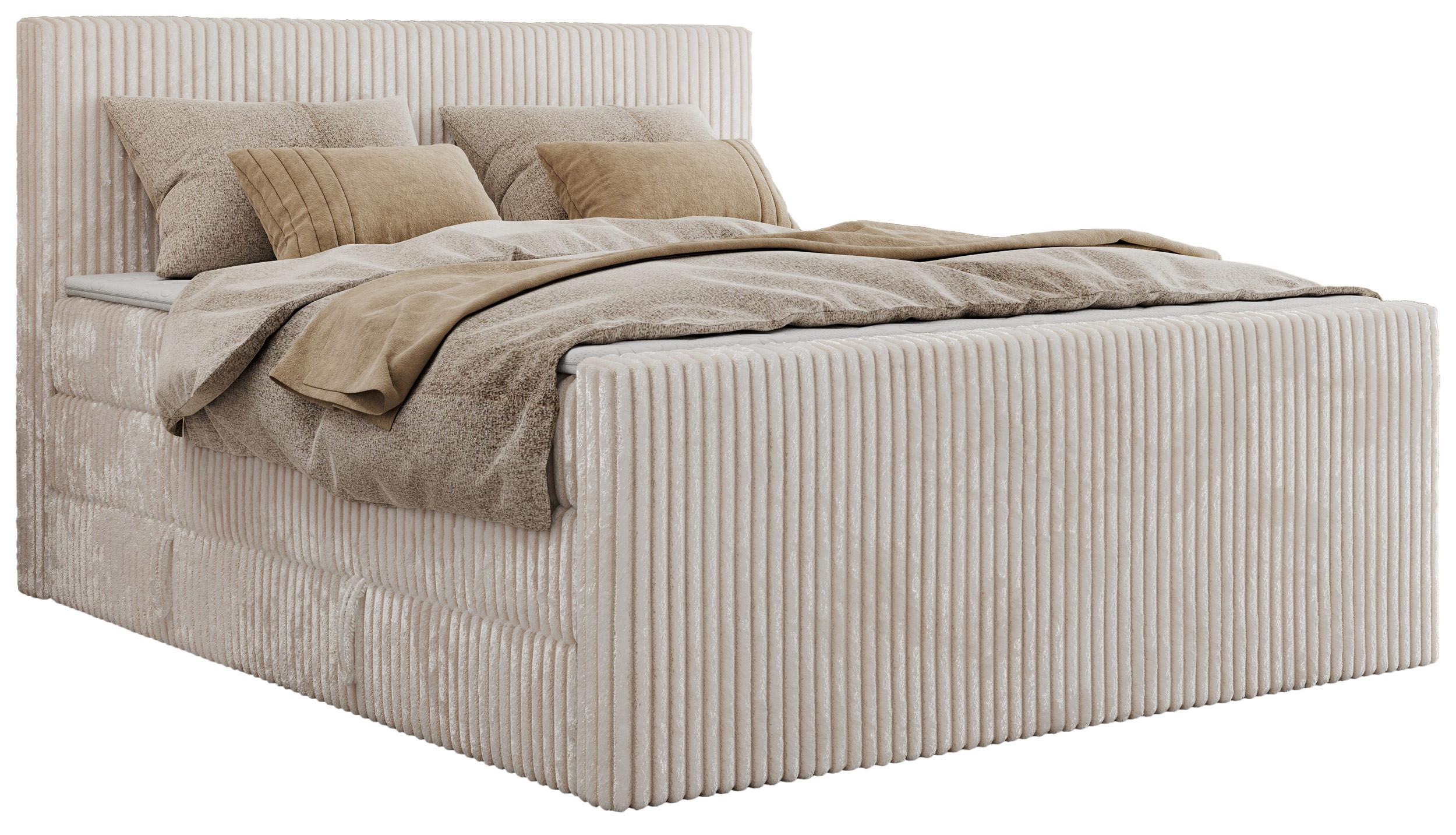 BOXSPRINGBETT TILIANO KING DUO 140/200 - Beige Cord - H3 - Beige, Textil (140/200cm) - MKS
