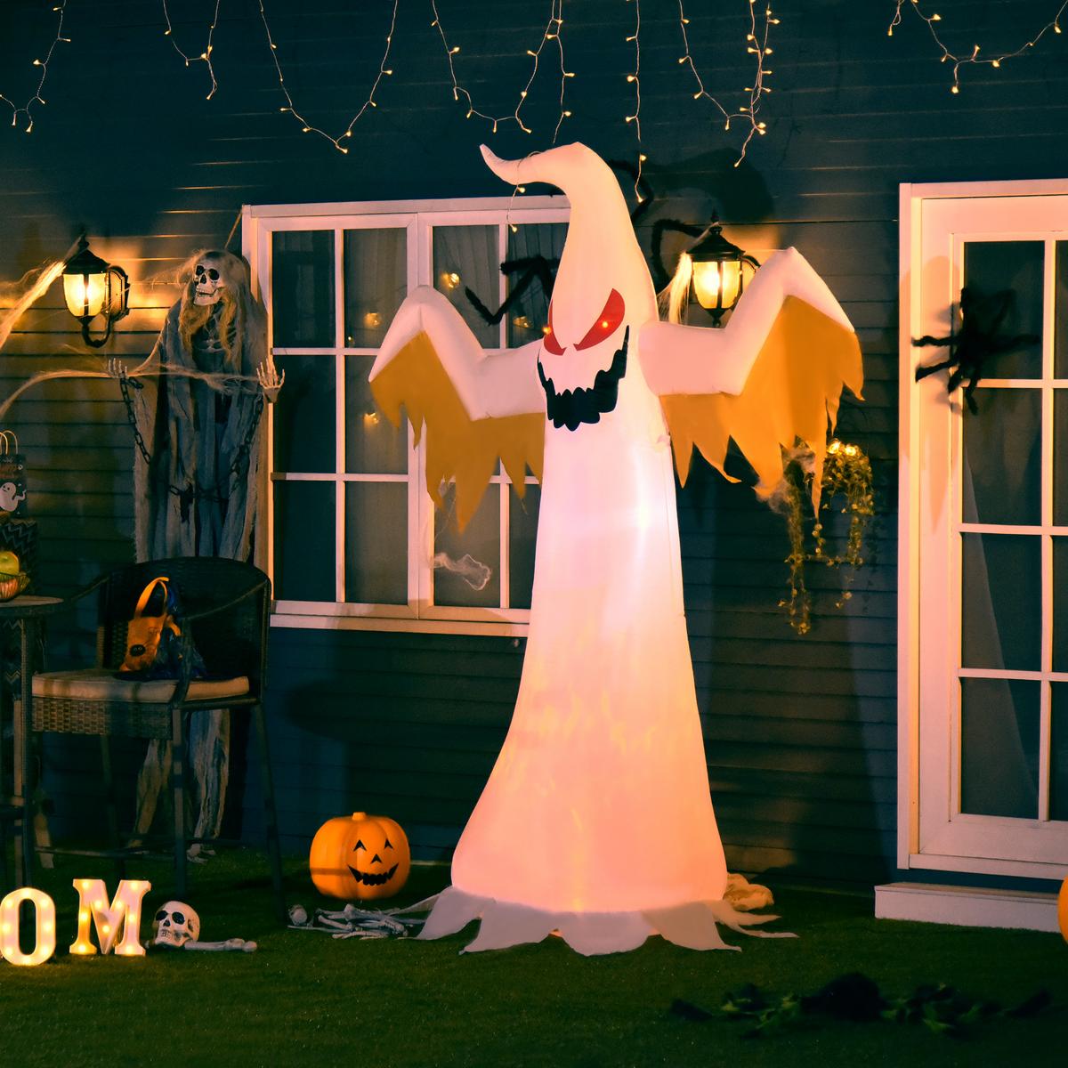 HALLOWEEN AUFBLASBARER GEIST , Weiß, Polyester - Weiß, Kunststoff (80/240/150cm) - HOMCOM
