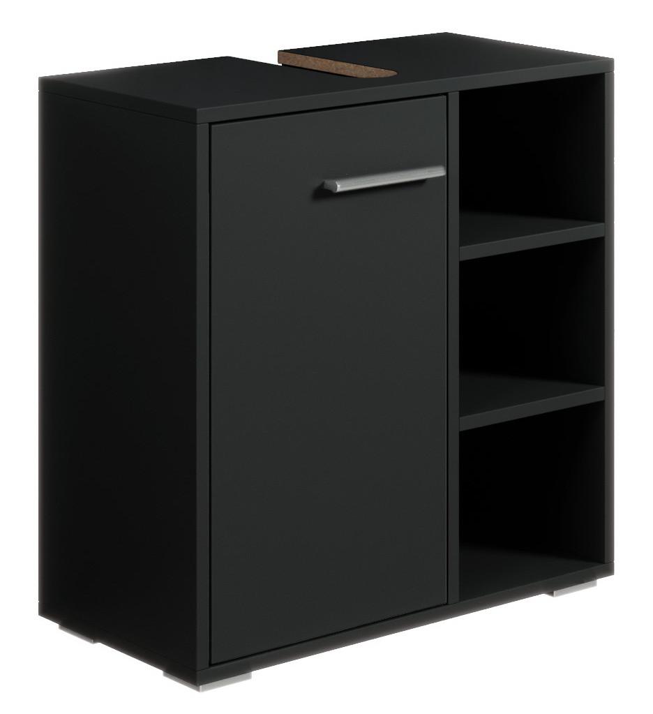 WASCHBECKENUNTERSCHRANK Neptunus 1 Tür Schwarz - 60 x 30 x 60 cm - Schwarz, Holz (60/60/30cm) - Badplaats