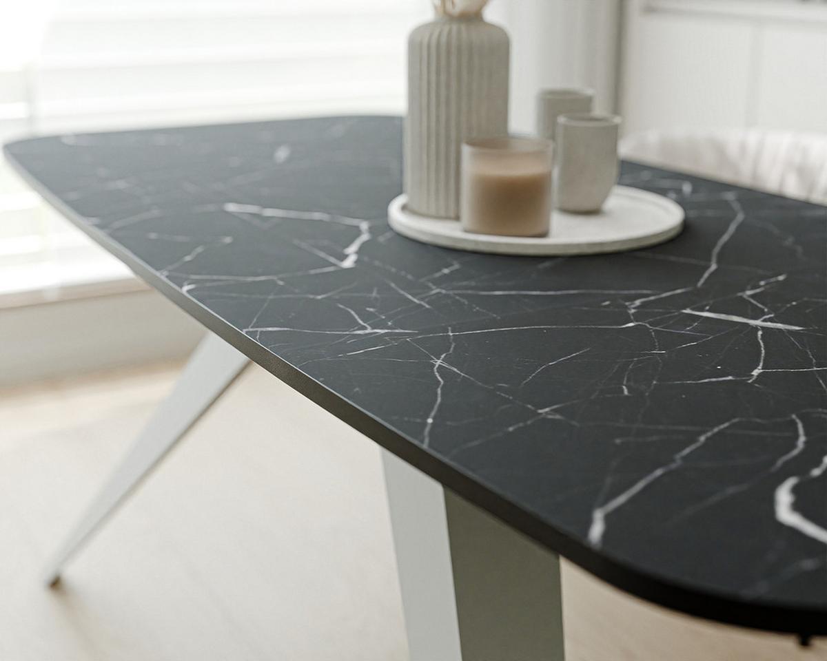 AUSZIEHTISCH FENTO 160/80/76 cm, Weiß / Grigia Pietra (Steingrau) - Weiß/Grau, Holzwerkstoff/Metall (80/160/76cm) - Idohome