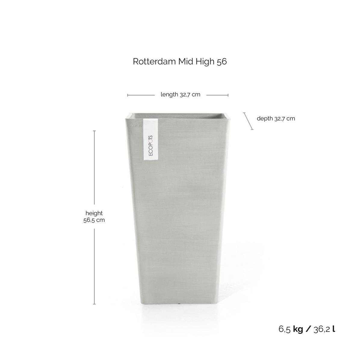 BLUMENTOPF Rotterdam Mid High 31/31/56,5 cm Hellgrau - Hellgrau, Kunststoff (31/56.5cm) - Ecopots