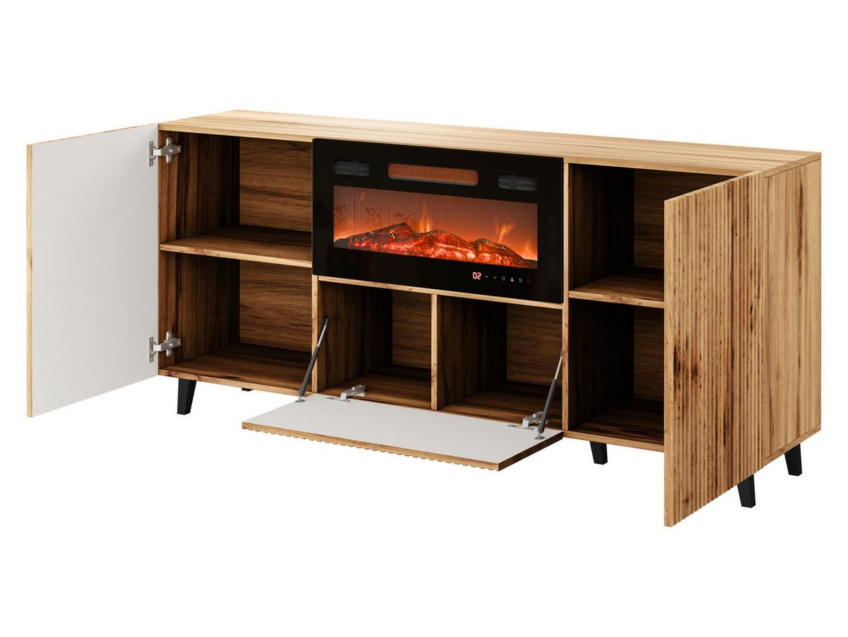 KOMMODE Vamos 180 mit Kamin - Schwarz/Braun, Holzwerkstoff/Kunststoff (181/82/42cm) - MIRJAN24
