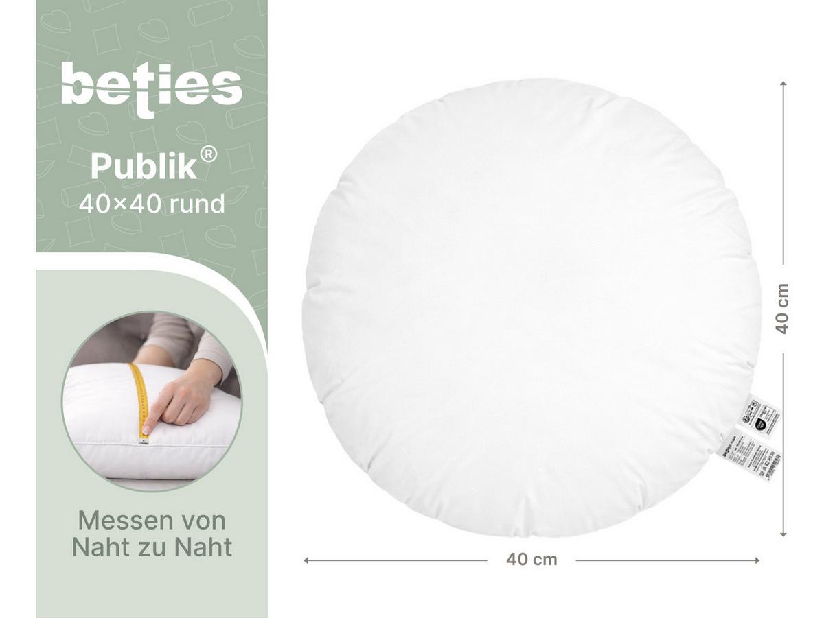 FEDERKISSEN Publik rund 40 cm Ø - Creme, Textil (40/40cm) - beties Heimtextil