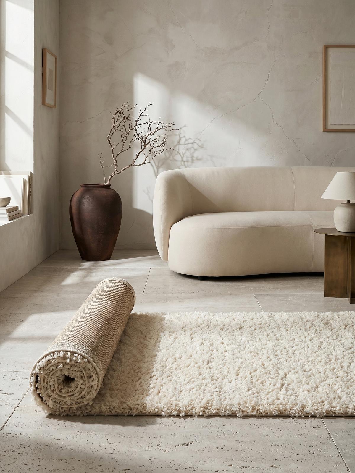 HOCHFLORTEPPICH RHEIN, einfarbig, aus Polypropylen, Creme, 60 x 110 cm - Beige, Textil (110/60cm) - KADIMA DESIGN