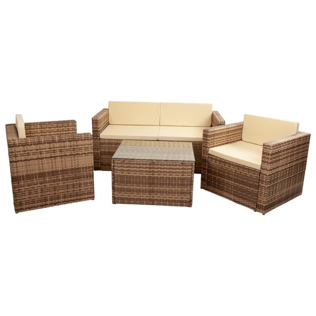 TISCH, SOFA und SESSEL, 4-tlg, braun - Braun, Naturmaterialien - Wanderlust