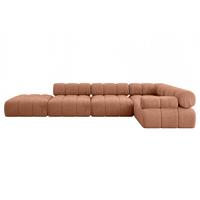 ECKSOFA modulares Sofa Felto-L2 - 380x190x70 cm Apricot Velours - Koralle, Holzwerkstoff/Textil (380/190cm) - ALTDECOR