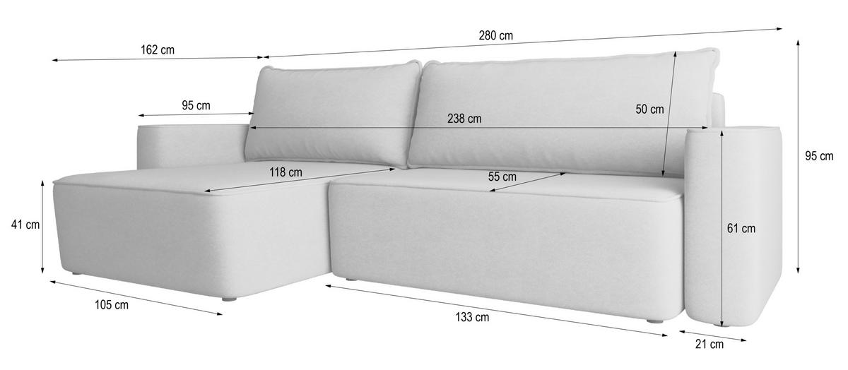 ECKSOFA BELARO CL Blau Samtstoff mit Schlaffunktion - Blau, Holzwerkstoff/Textil (280/162cm) - MASSENO