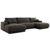WOHNLANDSCHAFT RINA U Dunkelgrau Velvet - Dunkelgrau/Schwarz, Kunststoff/Textil (360/85/170cm) - MKS