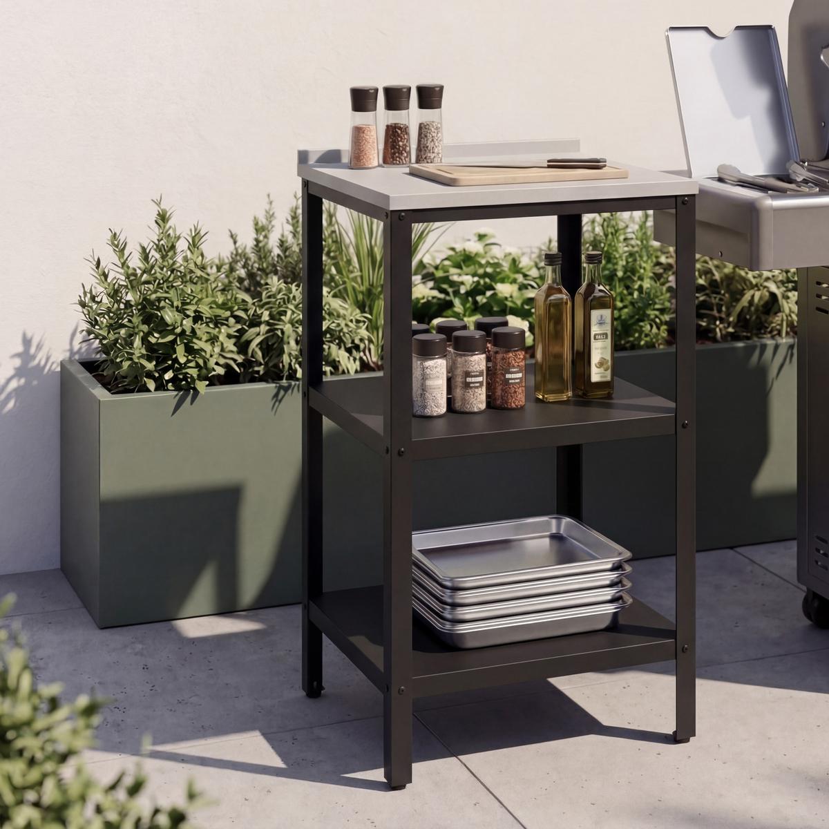 GARTENREGAL Bolognano - Schwarz, Metall (50/50/92cm) - casa.pro