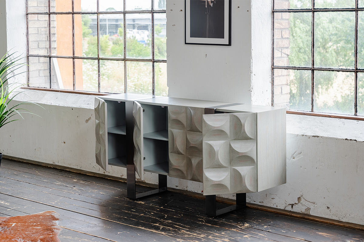 SIDEBOARD MARGO Grau Holz, Metall - Grau, Holzwerkstoff/Metall (180/85/40cm) - KAWOLA