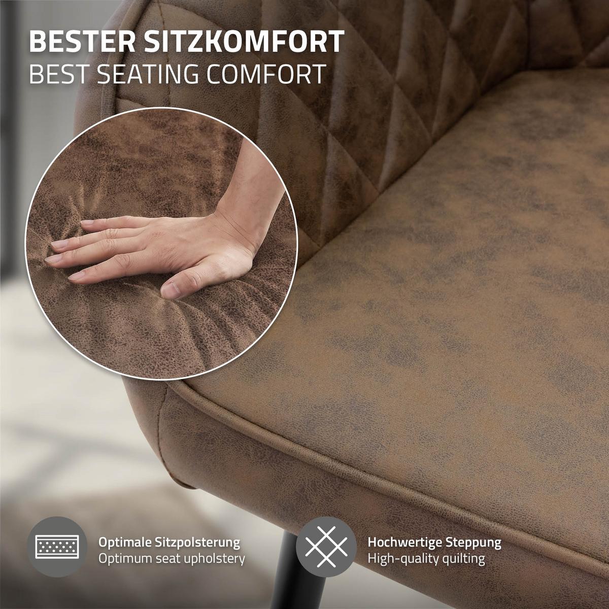 ESSZIMMERSTUHL 4er Set Braun Kunstleder - Schwarz/Braun, Kunststoff/Metall (60/80/63cm) - ML-DESIGN