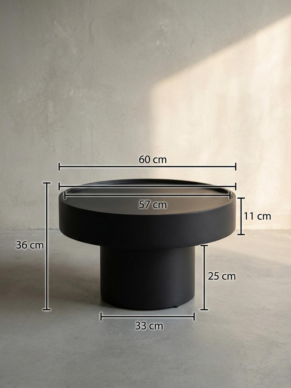 COUCHTISCH Schwarz Metall, Pilz-Design, Maße 60x60x36 cm - Schwarz, Metall (60/60/36cm) - KADIMA DESIGN
