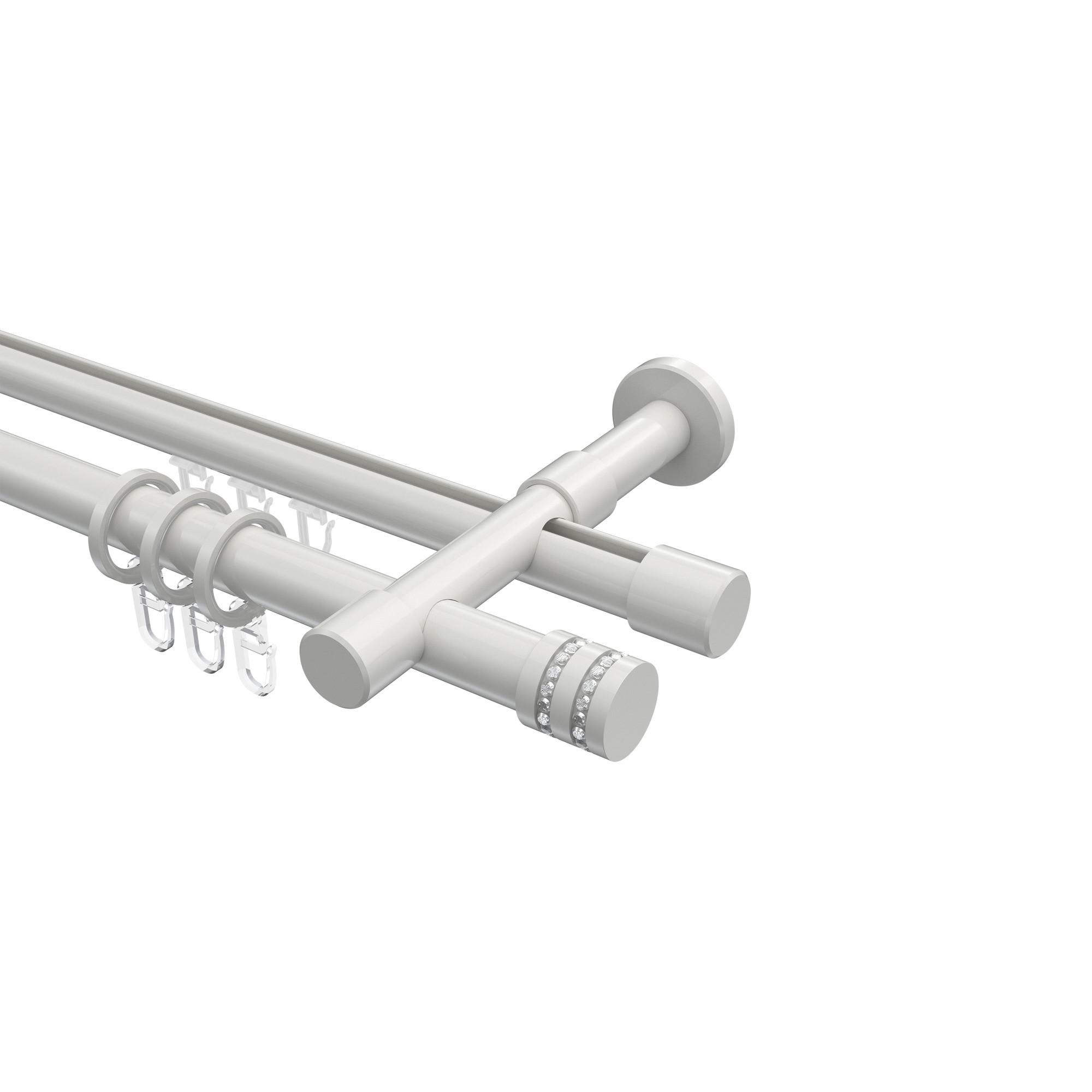 GARDINENSTANGE RUNDROHR-INNENLAUF Prestige Estana 520 cm (geteilt in 4 x 130 cm), 2-läufig, 20 mm Ø Weiß - Weiß, Metall (520cm) - INTERDECO
